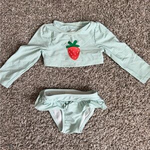 Cat & Jack Green Stripe Kids Swim Bikini